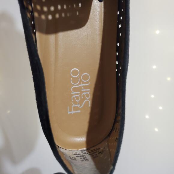 Franco Sarto Florie Perforated Suede Leather Slip-On Loafer Flats Size 8.5 Black - Picture 9 of 11